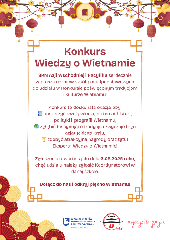 Konkurs Wiedzy o Wietnamie zaproszenie