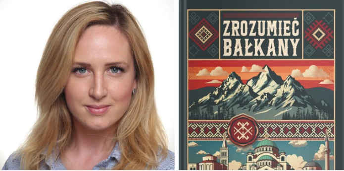 Grafika z wizerunkiem autorki i książki zapowiadające wydarzenie