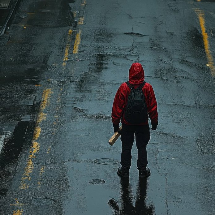 a decorative element: a lone protester
