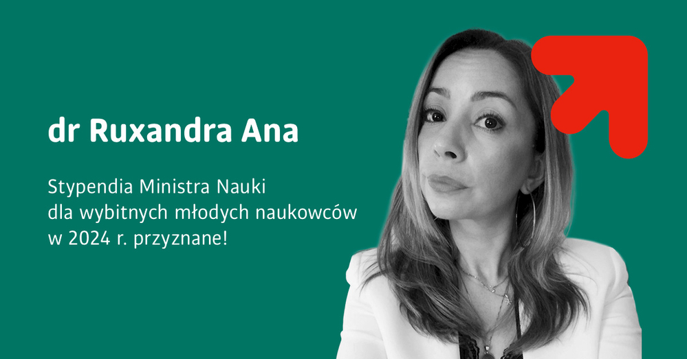 Portrait photos of Dr Ruxandra Ana and the inscription Scholarships of the Minister of Science for outstanding young scientists in 2024 awarded!