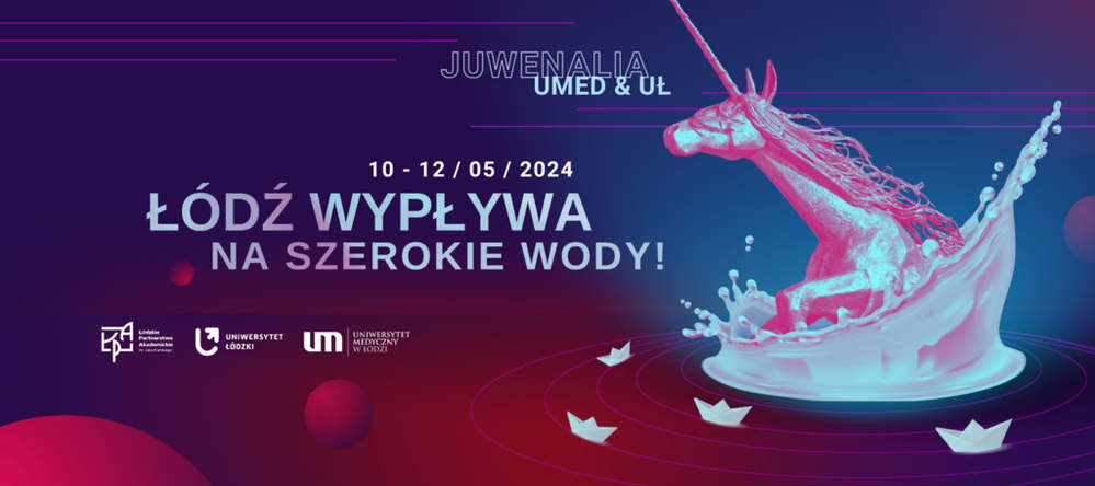 a graphic of Juwenalia Student Festival with the Lodz Unicorn