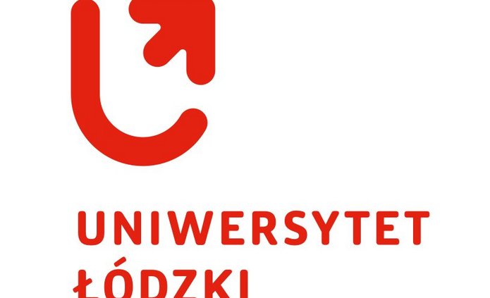 czerwone logo uniwersytetu łódzkiego na białym tle