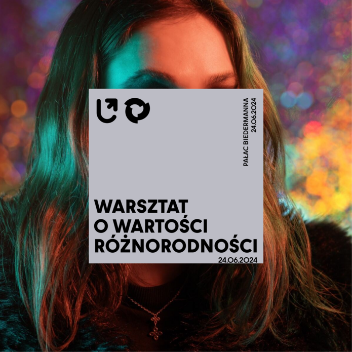 woman's face covered with the words "Workshop on the value of diversity"