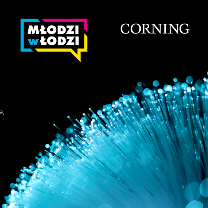 plakat ozdobny o dniu otwartym w firmie corning