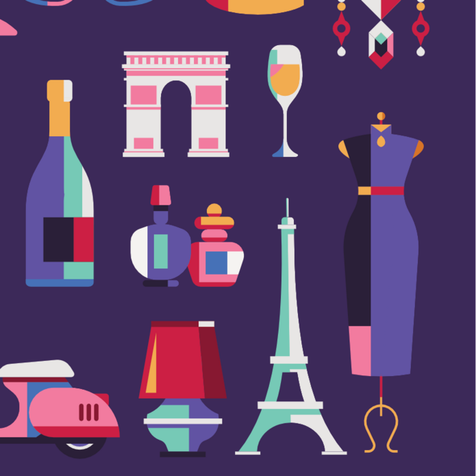 plakat ozdobny polsko-francuskich studiów w zakresie zarządzania