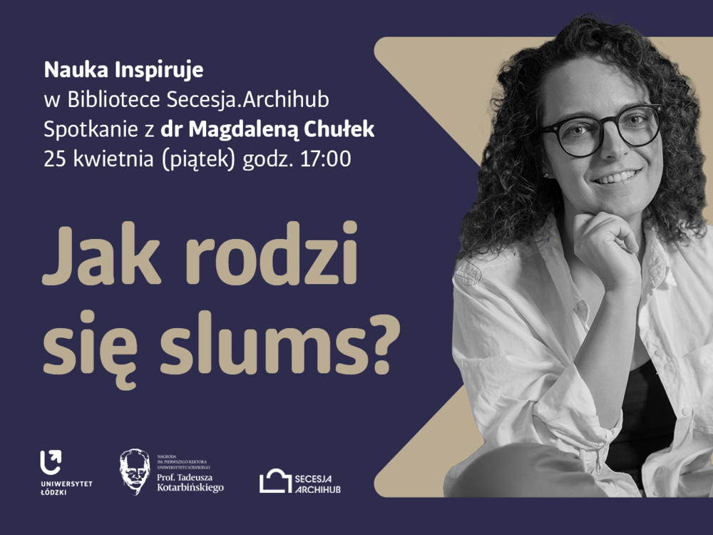 Zdjęcie portretowe dr Magdaleny Chułek oraz napisy związane z organizacją wydarzenia