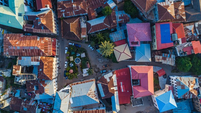 Aerial. Stone town, Zanzibar, Tanzania