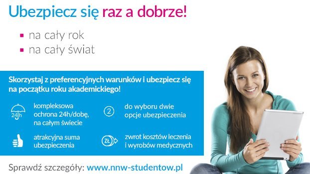 dziewczyna reklamująca polisę 