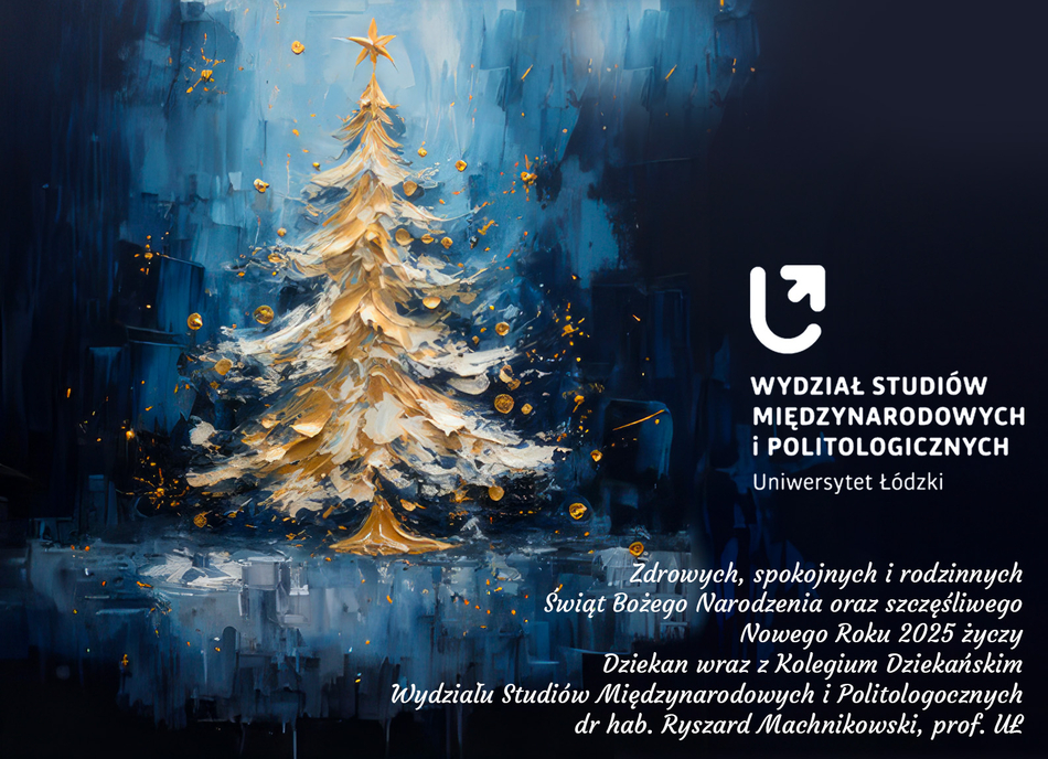 kartka świąteczna z życzeniami i rozświetloną choinką