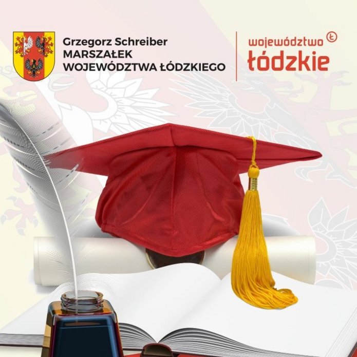 plakat konkursu z godłem województwa na czerwonym tle