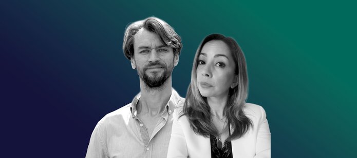 Portrait photos of Dr Karol Jóźwiak and Dr Ruxandra Ana and a caption: Minister of Science Scholarships for outstanding young scientists in 2024 have been awarded!