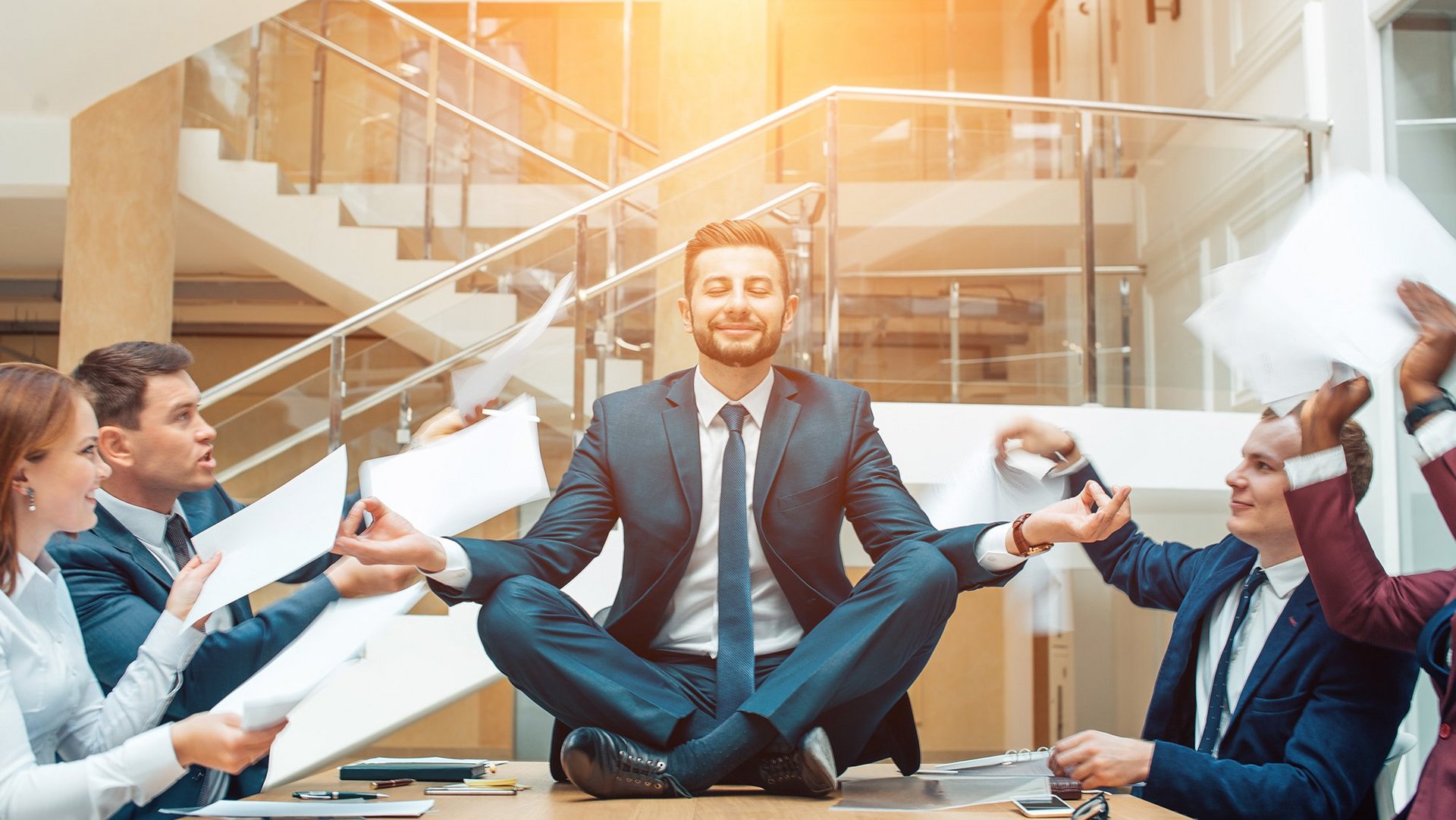 a decorative element: a man trying to stay calm