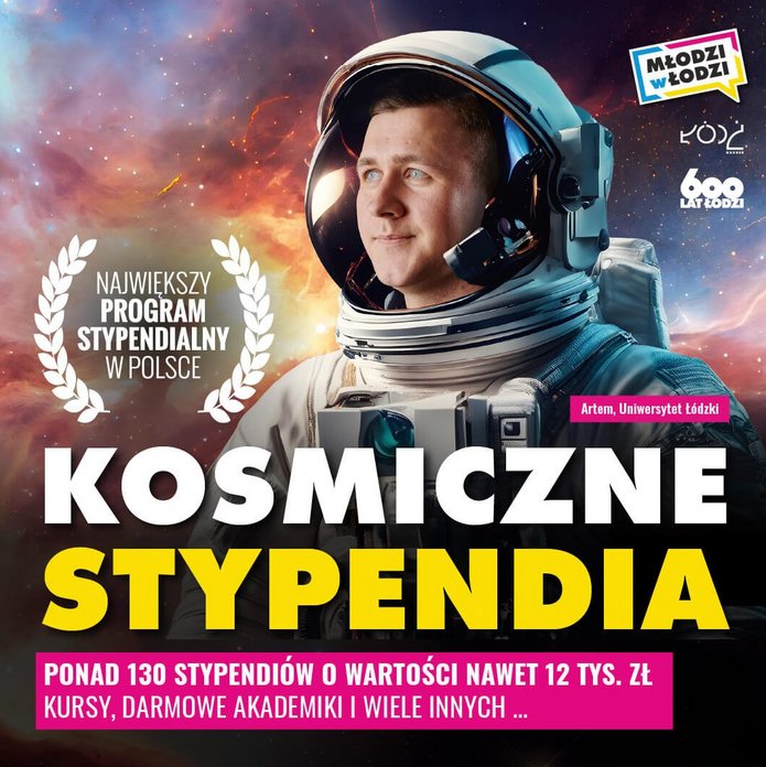 Plakat promujący  programu stypendialnego Młodzi w Łodzi 