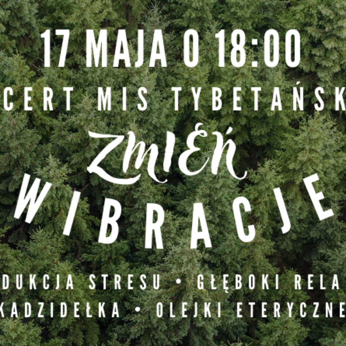 A poster of the event, white letters on a background of green trees