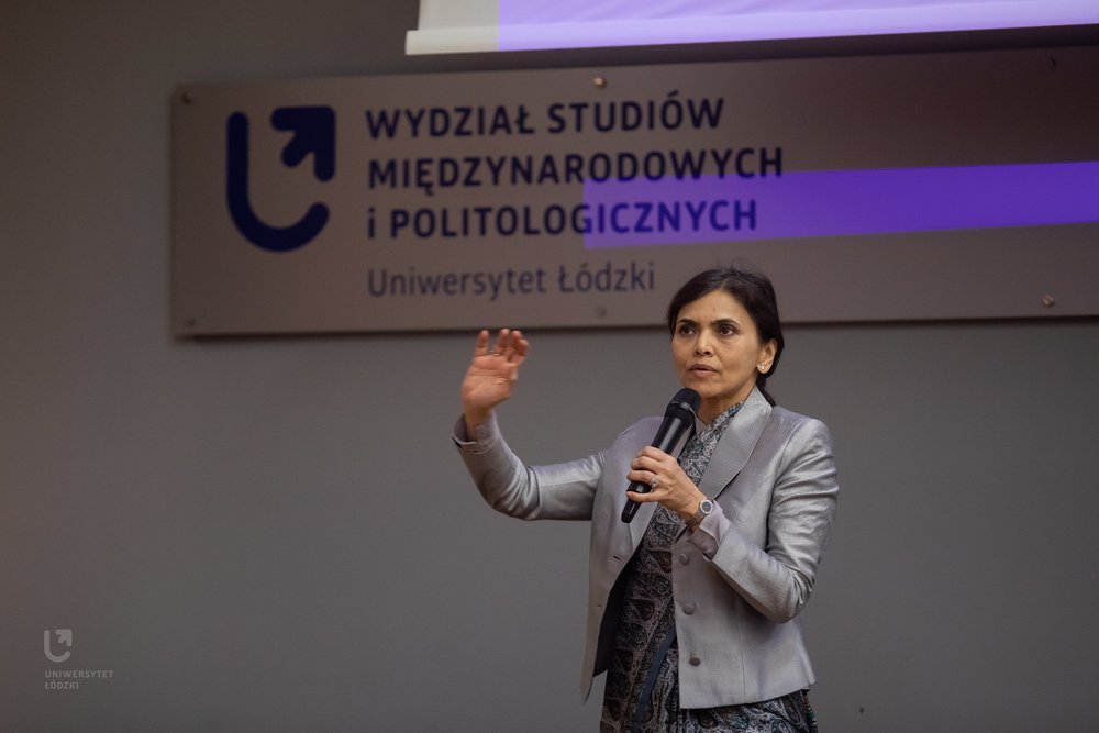 Indian Ambassador delivering a lecture
