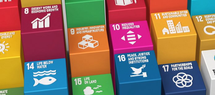 A graphic with sustainable development goals symbols